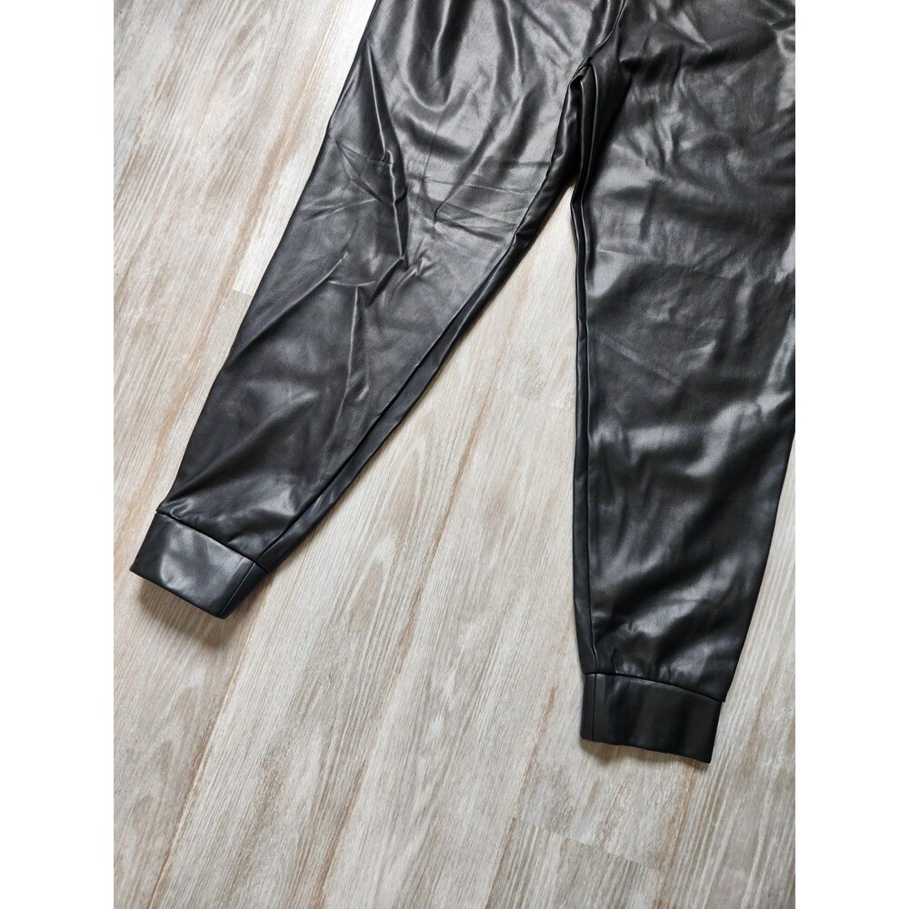 Juicy Couture Faux Leather Jogger Pants Black Fleece Lined Pull On Womens XL EUC - Picture 3 of 10